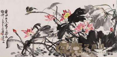 萧平 清水出芙蓉 镜框 66×134cm