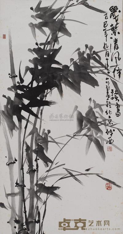 李小可 几叶清风伴读书 立轴 98×52cm