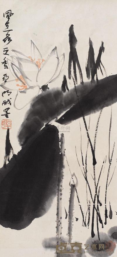 亚明 荷香 立轴 82×38cm