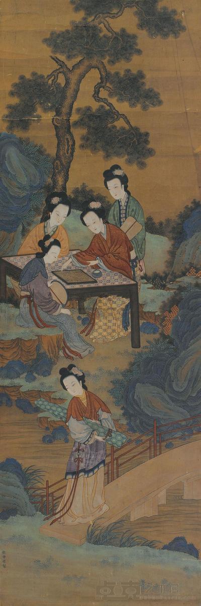 钱选 （款） 人物 立轴 164×55cm