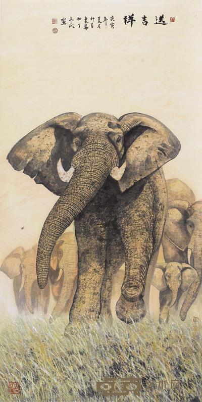丁文民 送吉祥 立轴 136×68cm