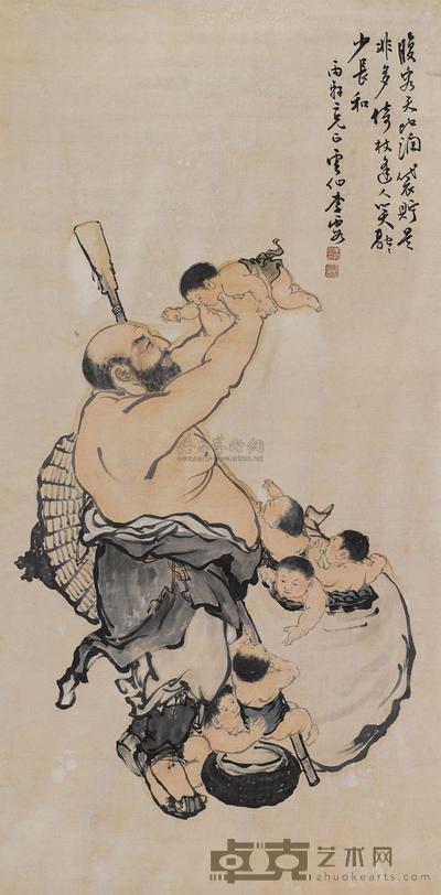 李霞 布袋和尚 立轴 135×67cm