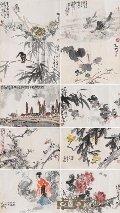 陆越子 徐培晨 （等） 花鸟册页 册页 （十开） 44×62×10