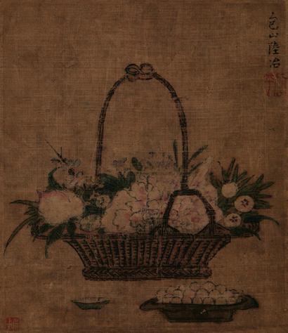 陆治 （款） 花篮 立轴