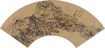 王鉴 （款） 壬子（1672年）作 仿古山水 扇面