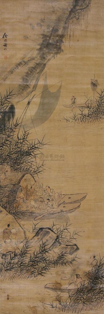 谢彬 渔乐图 立轴