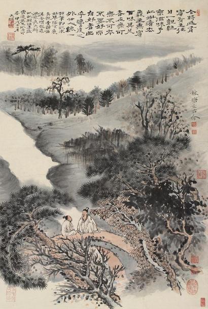 石涛 （款） 甲戌（1694年）作 山水 立轴