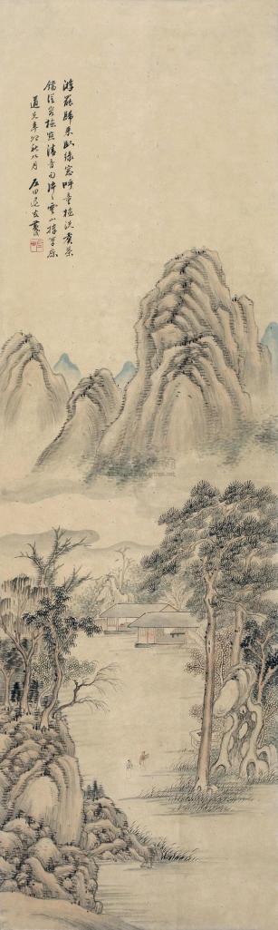 黄左田 辛卯（1831年）作 山庄图 立轴