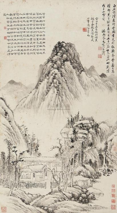 朱文震 戊子（1768年）作 湾东草堂图 立轴