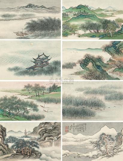 李庆 甲辰（1844年）作 潇湘八景 册页