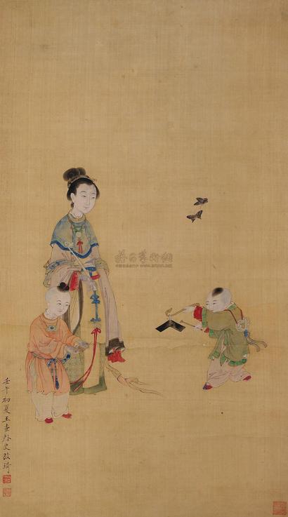 改琦 （款） 壬午（1822年）作 婴戏图 立轴