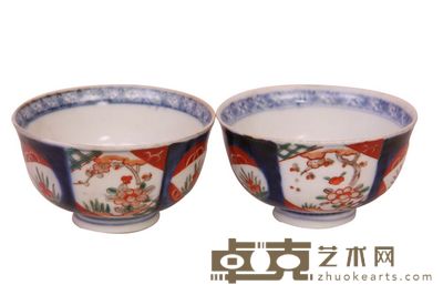 青花五彩纹碗一对 径:11cm