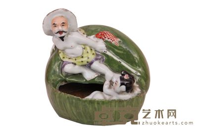 粉彩瓷塑人物洗 高：11cm