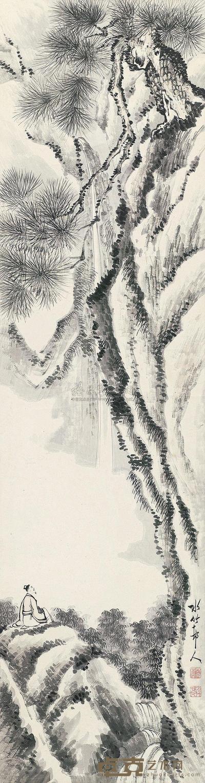 徐世昌 松下高士图 立轴 125×32cm