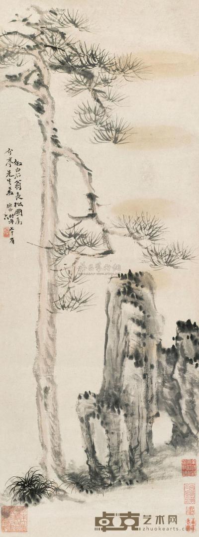 吴麐 1767年作 长松图 镜片 79×29cm