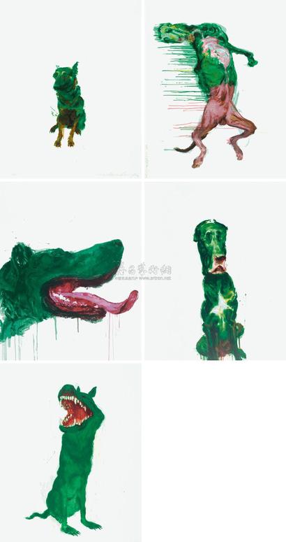 周春芽 绿狗（五幅）（24/50） （26/50） （36/50） （44/50） （49/50）