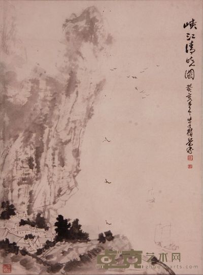 《峡江清晓图》立轴 92× 67.5cm