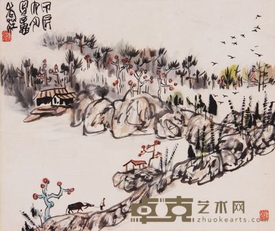 《山水》镜框 41×34cm