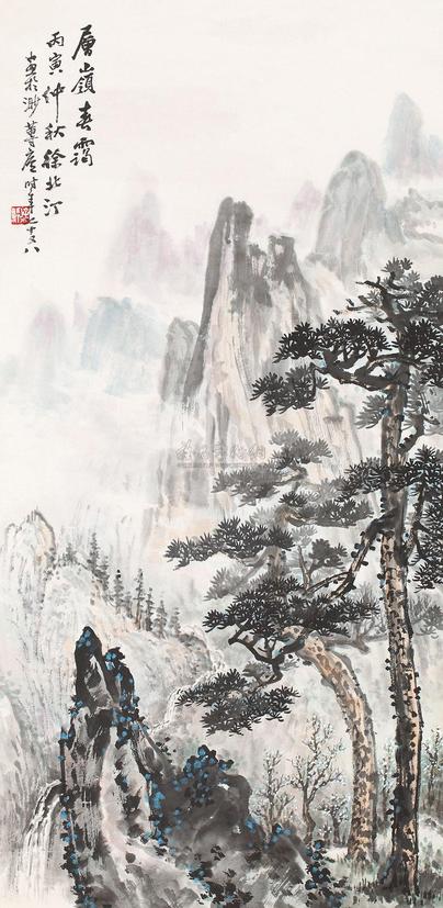 徐北汀 层岭春霭 立轴