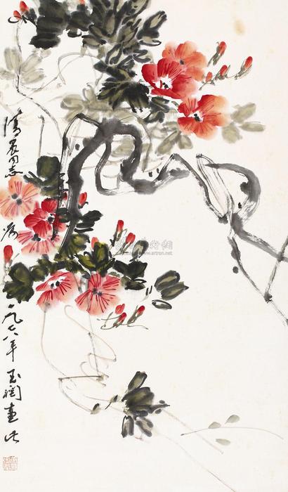 唐玉润 1978年作 花鸟 立轴