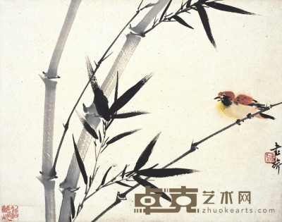 张书旂      翠篠黄雀 41.5×33cm