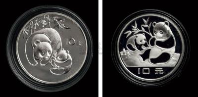 1984年、1983年27克熊猫纪念银币各一枚