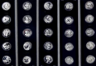 2007年熊猫金币发行25周年纪念银币一套