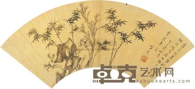 笪重光 癸巳（1653年）作 竹石双清 扇片 16.5×47cm