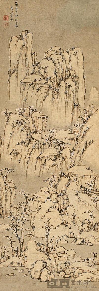 文嘉 己卯（1579年）作 云山雪霁 立轴 109×37.5cm