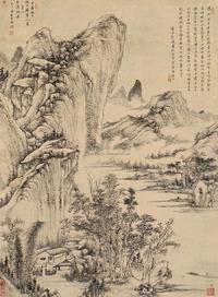 王时敏 丁酉（1657年）作 仿黄公望山水 立轴