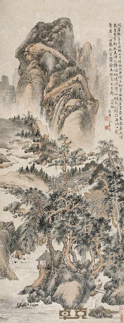 华嵒 渊明诗意图 立轴 120.5×49.5cm