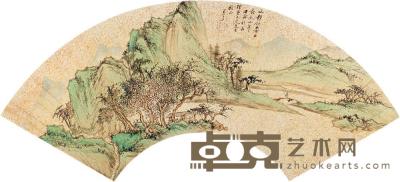朱昂之 壬寅（1842年）作 溪山幽隐 扇片 17×53cm