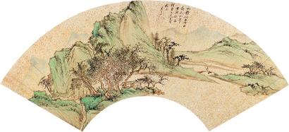 朱昂之 壬寅（1842年）作 溪山幽隐 扇片