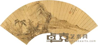 查士弘 春江泛舟 扇片 16.5×48cm