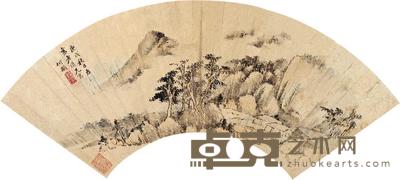 何颙 庚戌（1670年）作 夏山图 扇片 16.5×50cm