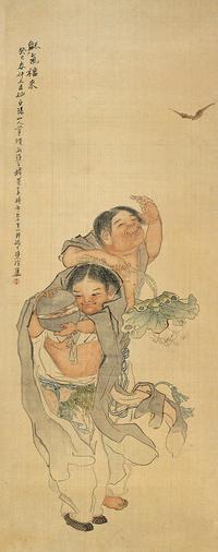 钱慧安 癸巳（1893年）作 龢气福来 镜片