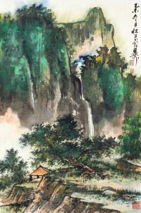 谢稚柳  己未（1979年）作 青山远岫 立轴