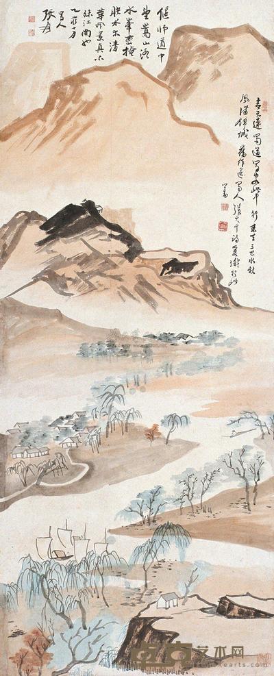 张大千  乙亥（1935年）作 溪山清旷 镜片 131×53cm