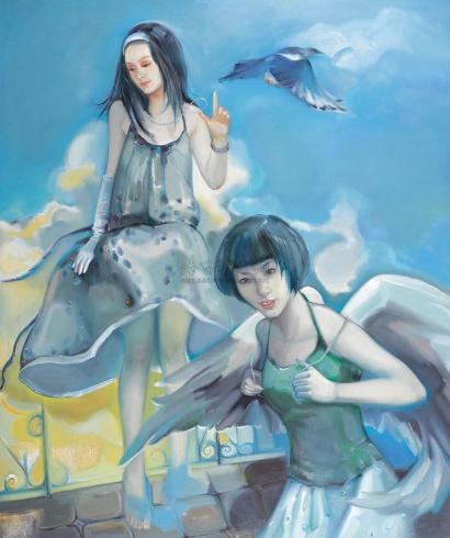李翠 2006年作 两个天使少女