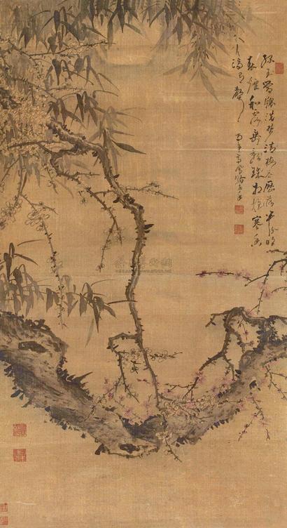 高凤翰 梅月双清 立轴
