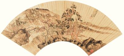 蒋蔼 秋林读书图 镜心