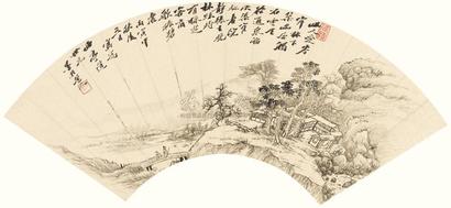 吴历 1686年作 山水扇面 镜心