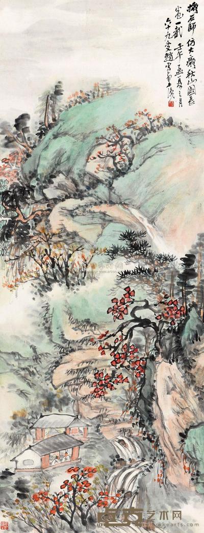 赵云壑 1942年作 秋山图 立轴 82.5×32.5cm