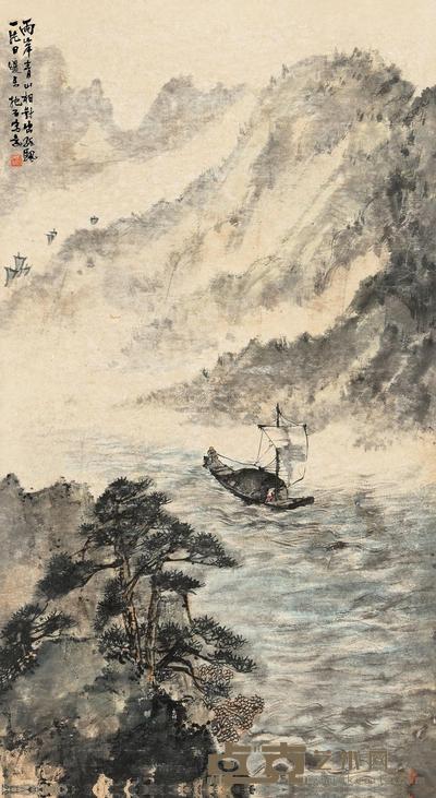 傅抱石 李白诗意 镜片 87×49.5cm