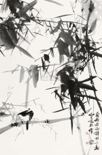 韩天衡 1989年作 竹鸟图 立轴