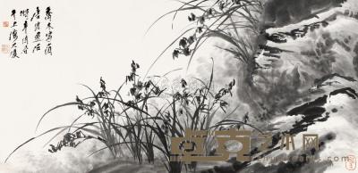唐云 乔木 辛酉（1981）年作 兰石图 镜片 66×134cm