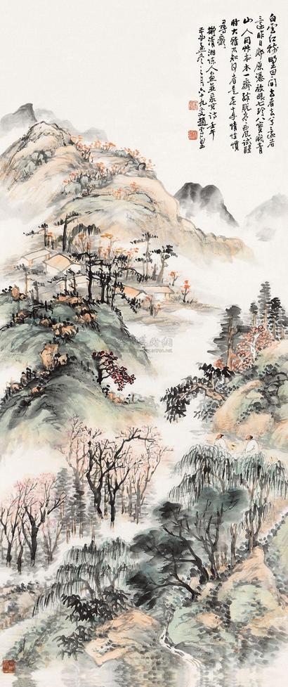 赵云壑 1942年作 春山清话 立轴