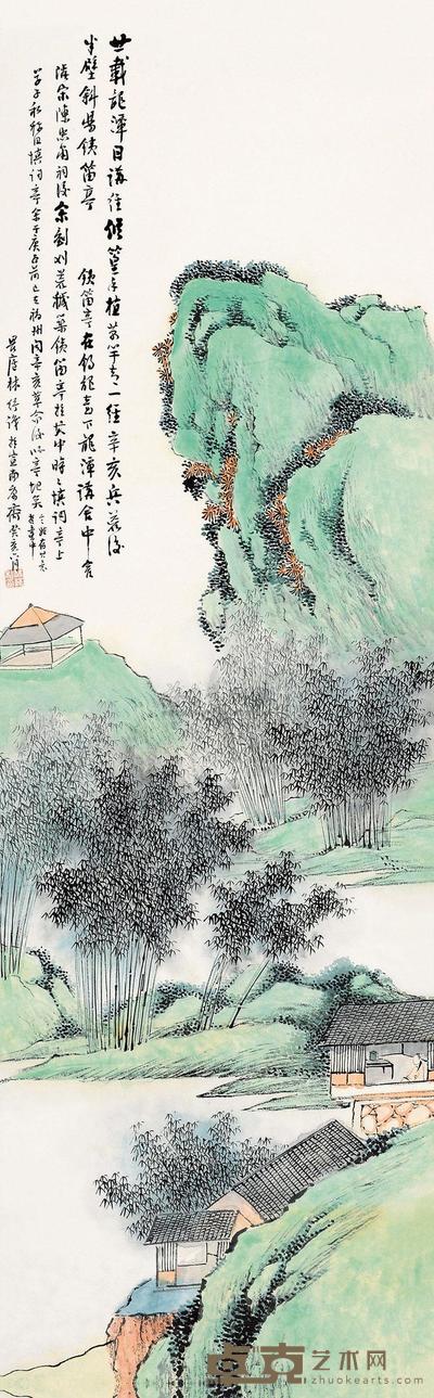 林纾 1923年作 铁笛亭畔 镜片 98×31.5cm