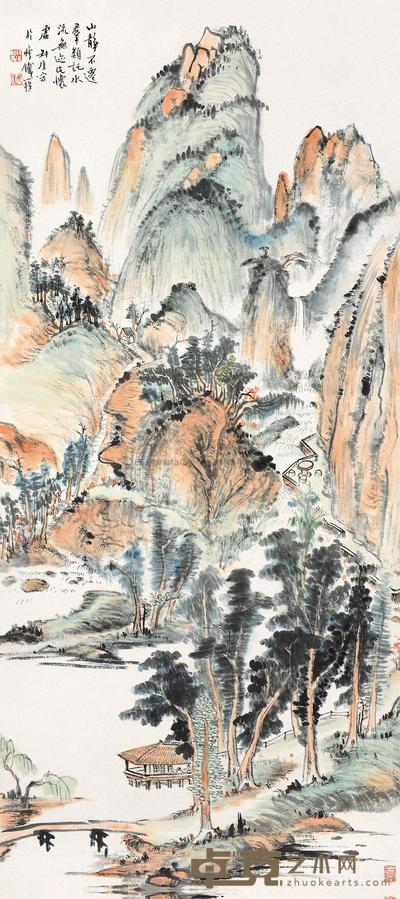 钱瘦铁 山静泉幽 镜片 114×51cm