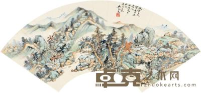 吴琴木 1950年作 富春山居 扇片 18×50.5cm
